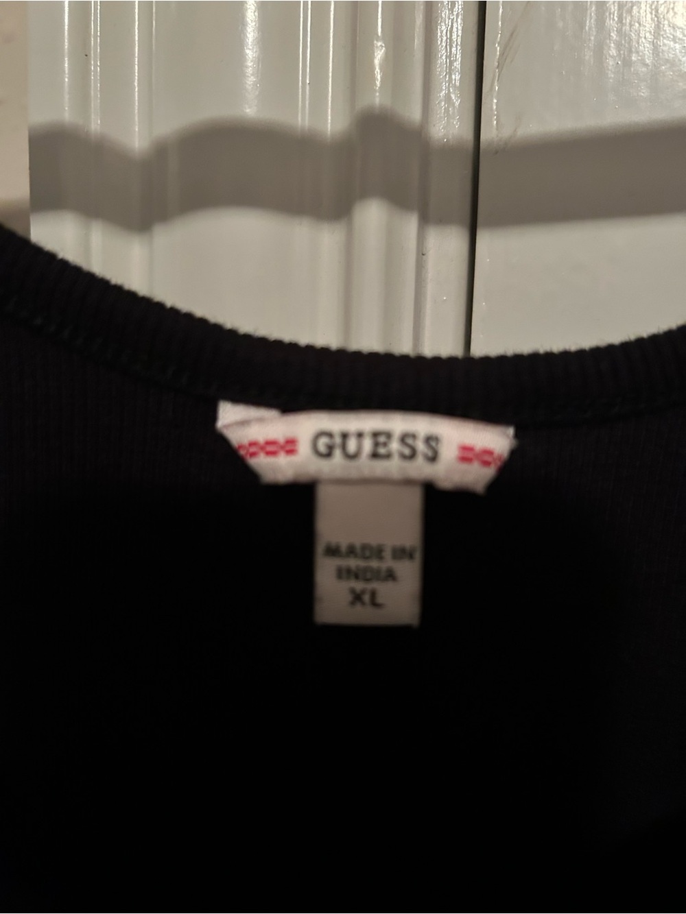 GUESS Black Ribbed Button-Front Tank with Logo Patch - Picture 2 of 5